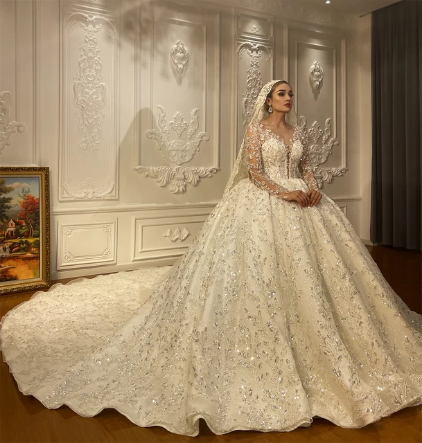 Luxury Latest Designs Beaded Bridal Gown Wedding Dress