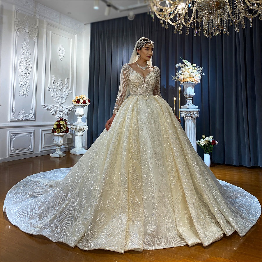 Luxury Bridal high quality Gowns Long Tail lace Dream Wedding Dress