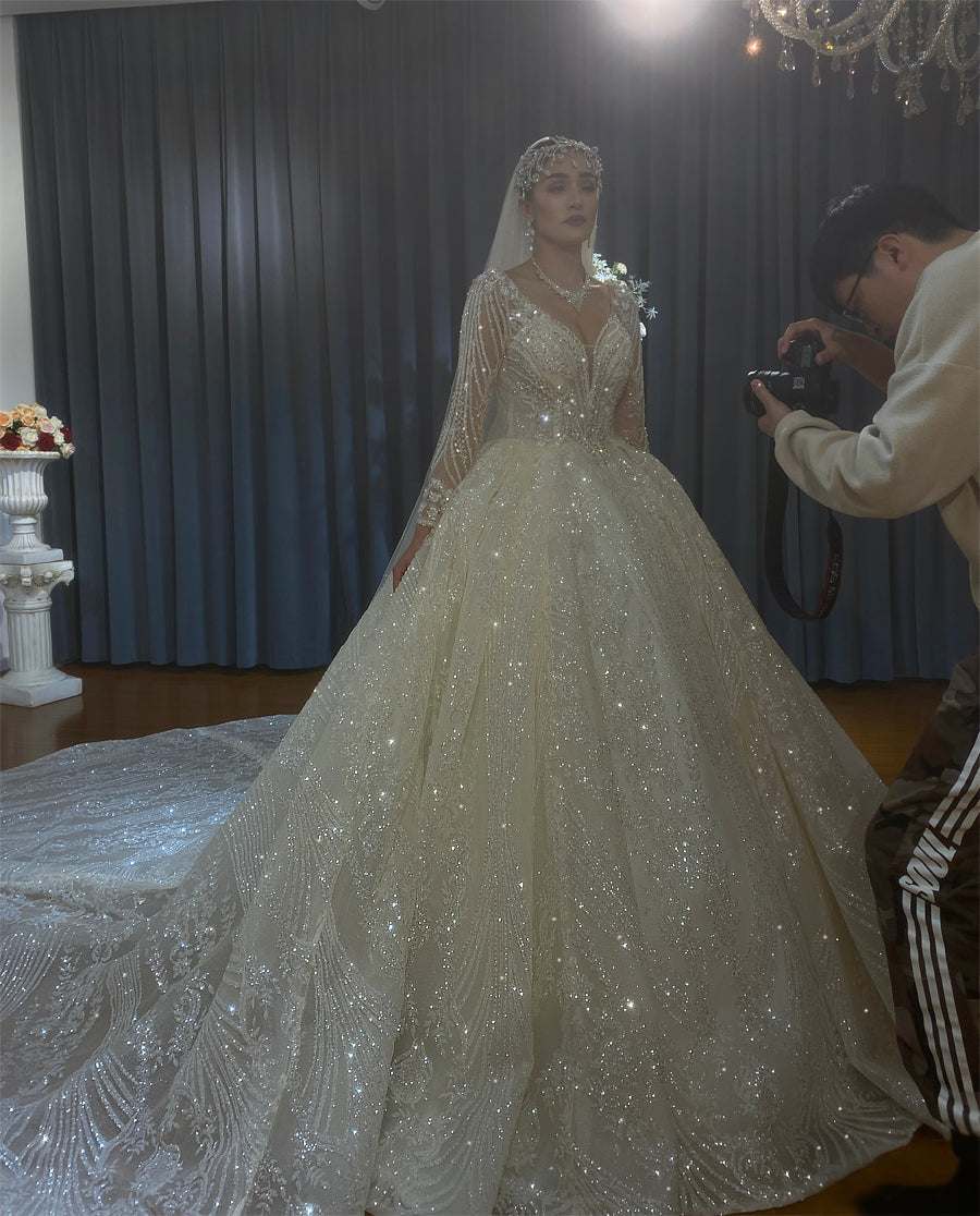 Luxury Bridal high quality Gowns Long Tail lace Dream Wedding Dress