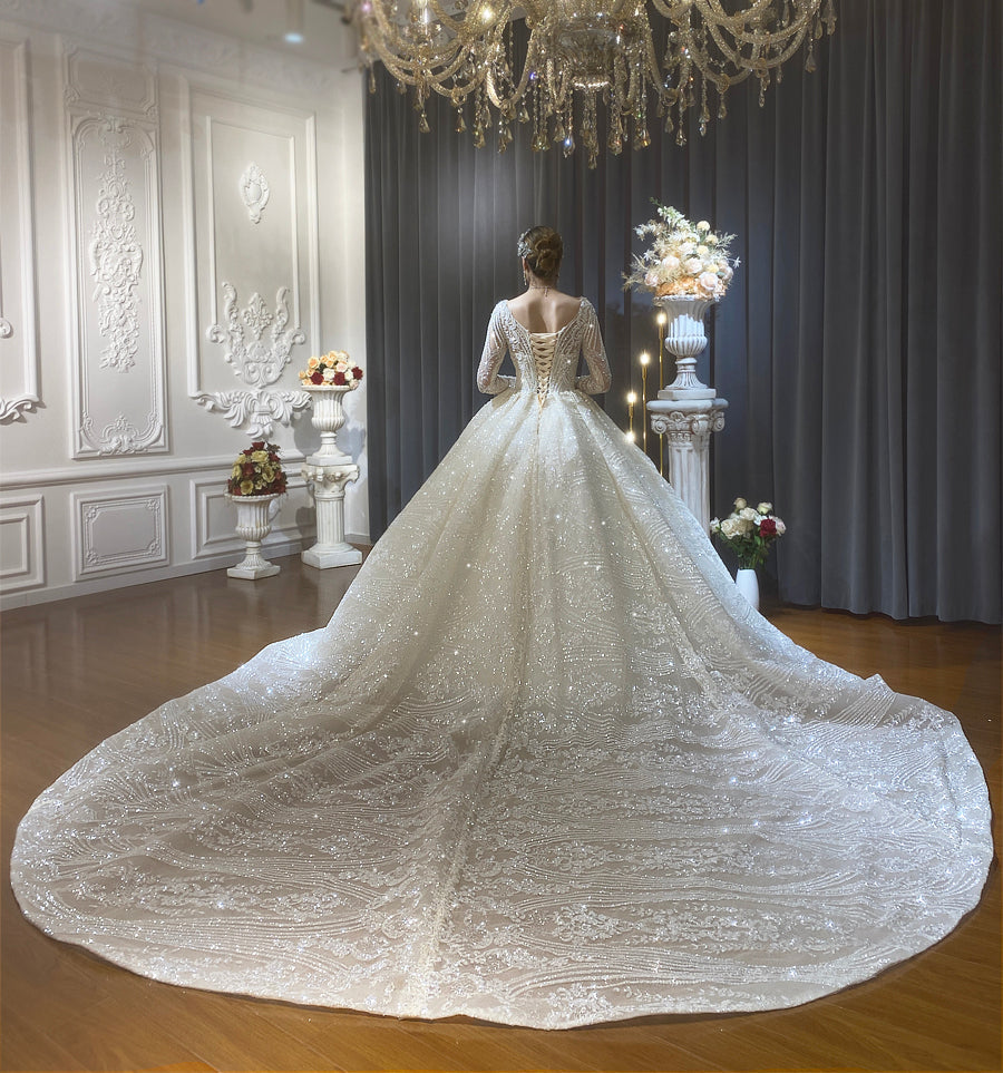 Luxury Bridal high quality Gowns Long Tail lace Dream Wedding Dress