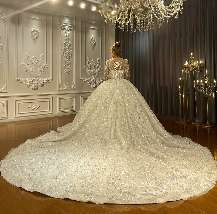 Luxury Latest Designs Beaded Bridal Gown Wedding Dress