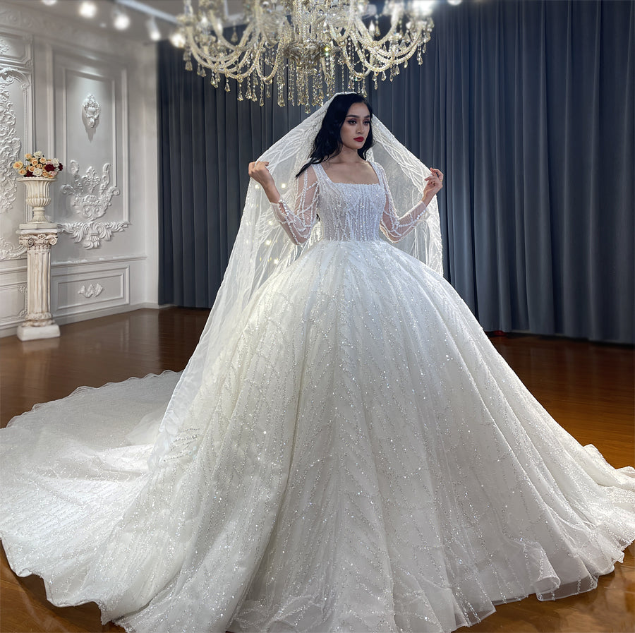 Luxurious Bridal high quality Gowns Long Tail lace Dreamy Wedding Dress