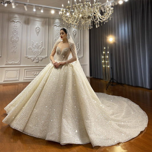 Luxury Bridal  high quality Long Tail lace Dream Wedding Dress