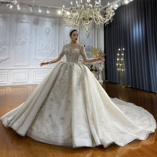 Luxury Bridal high quality Long Tail lace Dream Wedding Dress