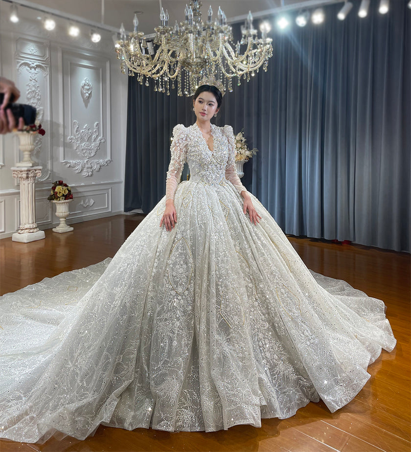 Luxury Latest Designs Beaded Bridal Gown Wedding Dress