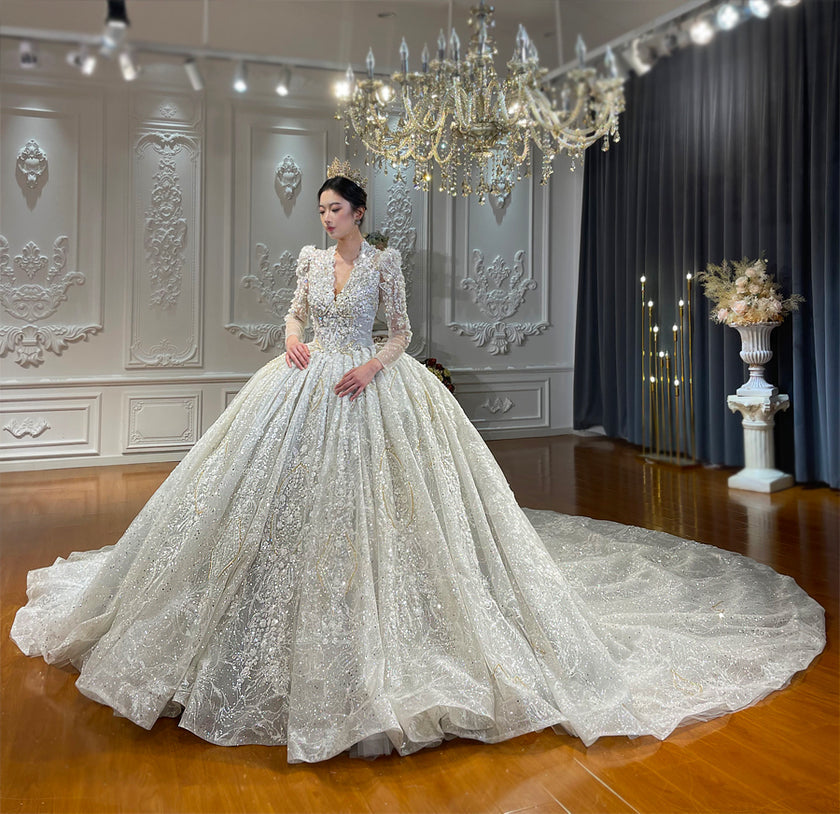 Luxury Latest Designs Beaded Bridal Gown Wedding Dress