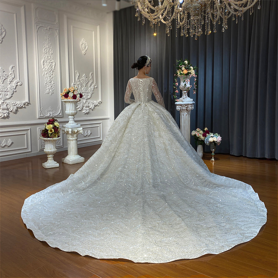 Luxury Lace Bridal Long Sleeve Wedding Dress