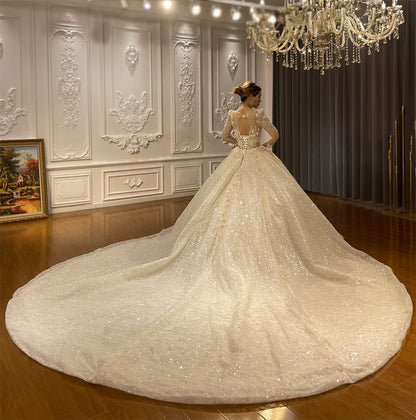 Bridal luxury high quality Gowns Long Tail lace Dream Wedding Dress