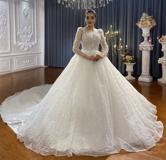 Latest Design Cross White Lace dream wedding dress