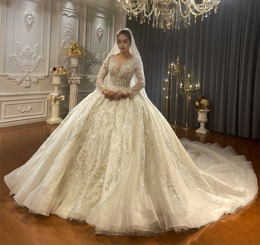 Luxury Latest Designs Beaded Bridal Gown Wedding Dress