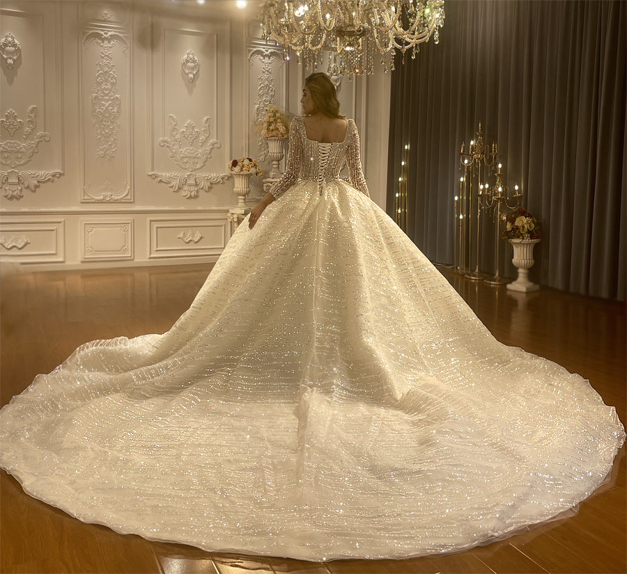 Luxury Lace Bridal Long Sleeve Wedding Dress