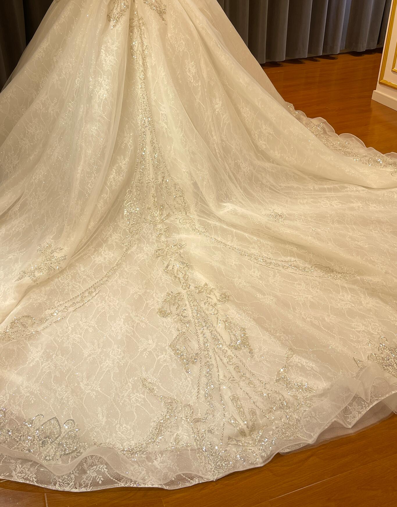 Luxury Lace Bridal Long Sleeve Wedding Dress