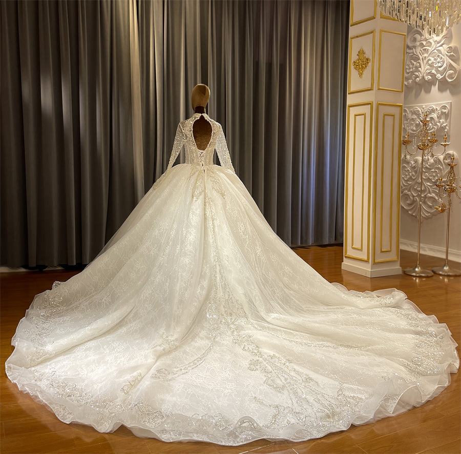 Luxury Lace Bridal Long Sleeve Wedding Dress
