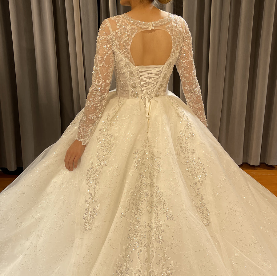 Luxury Lace Bridal Long Sleeve Wedding Dress