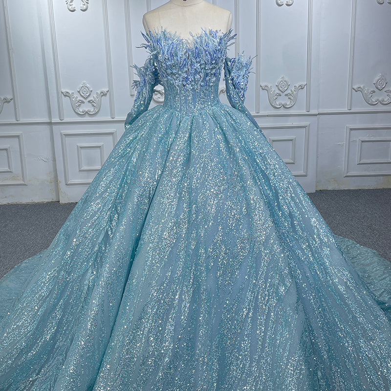 Sweetheart Ice Blue Sequins Evening Party Dresses With Detachable Slee sultanti Sweetheart Ice Blue Sequins Evening Party Dresses With Detachable Slee sultanti