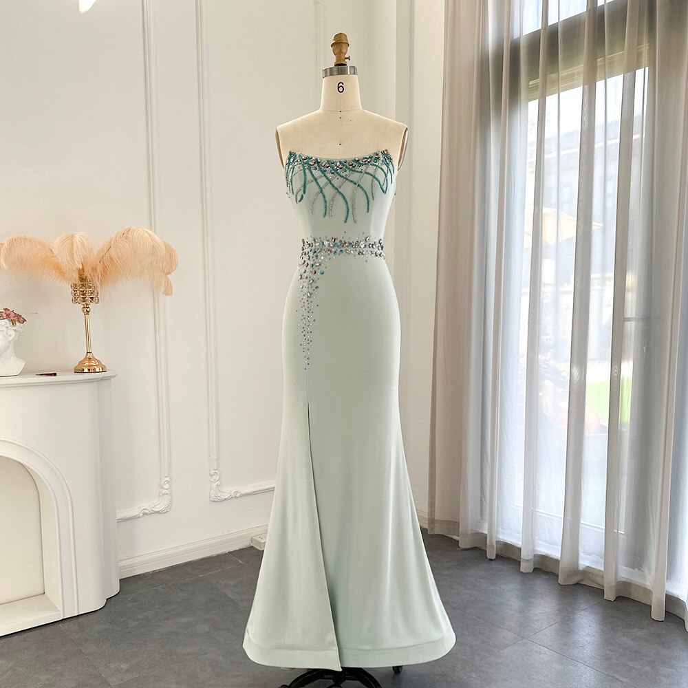 Turquoise Crystal Luxury Evening Dress for Women Wedding Party Elegant sultanti Turquoise Crystal Luxury Evening Dress for Women Wedding Party Elegant sultanti