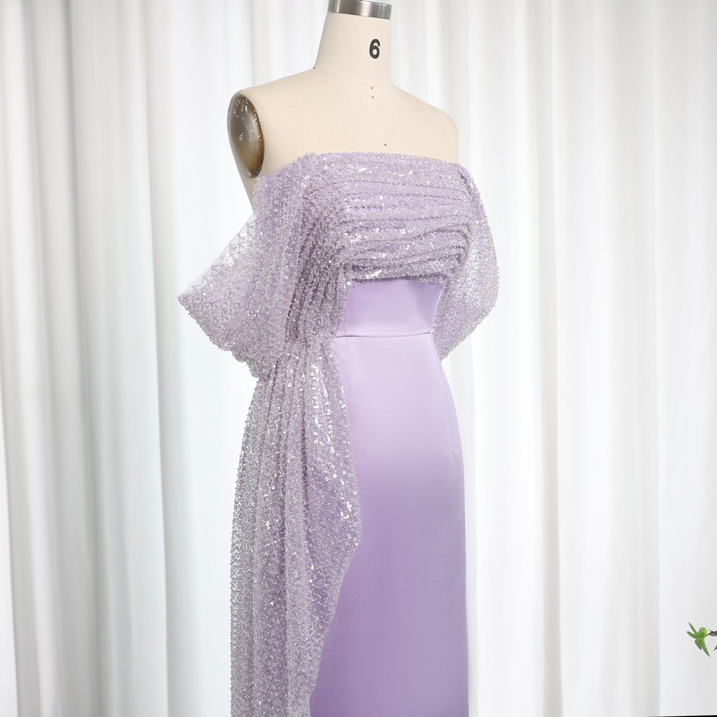 Elegant Off Shoulder Lilac  Evening Dress with Overskirt Beaded Women Wedding Guest Party Gowns