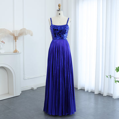 Sparkly Diamond Royal Blue Long Evening Dresses for Women Wedding Elegant Silver Gold Formal Party Gowns