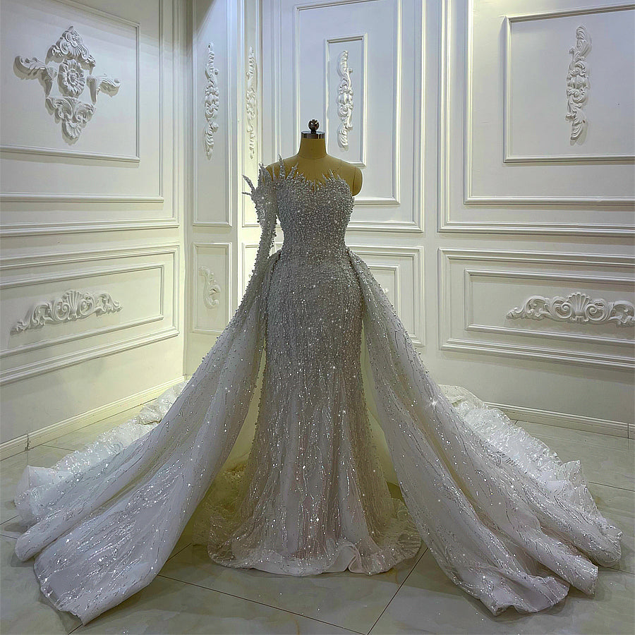 Bridal Mermaid Long Sleeve Lace High Quality Wedding Dress For Women