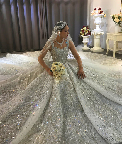 Luxury High Quality Lace long sleeves Bridal Wedding Ball Gown Dress