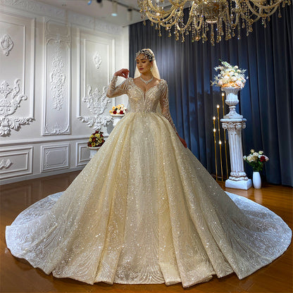 Luxury Bridal  high quality Gowns Long Tail lace Dream Wedding Dress