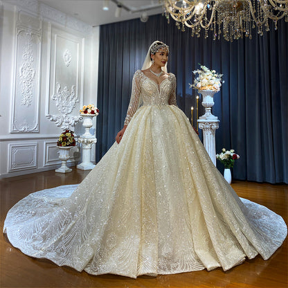 Luxury Bridal  high quality Gowns Long Tail lace Dream Wedding Dress