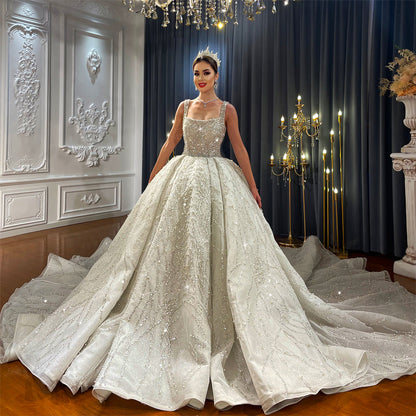 Luxury High Quality Lace long sleeves Bridal Wedding Ball Gown Dress