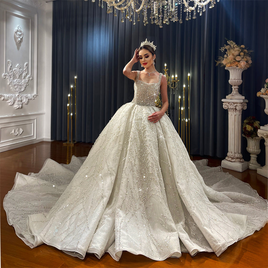 Luxury High Quality Lace long sleeves Bridal Wedding Ball Gown Dress