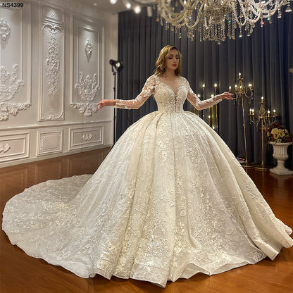Heavy Beaded Long Sleeve Luxury Bridal Wedding Dress sultanti Heavy Beaded Long Sleeve Luxury Bridal Wedding Dress sultanti