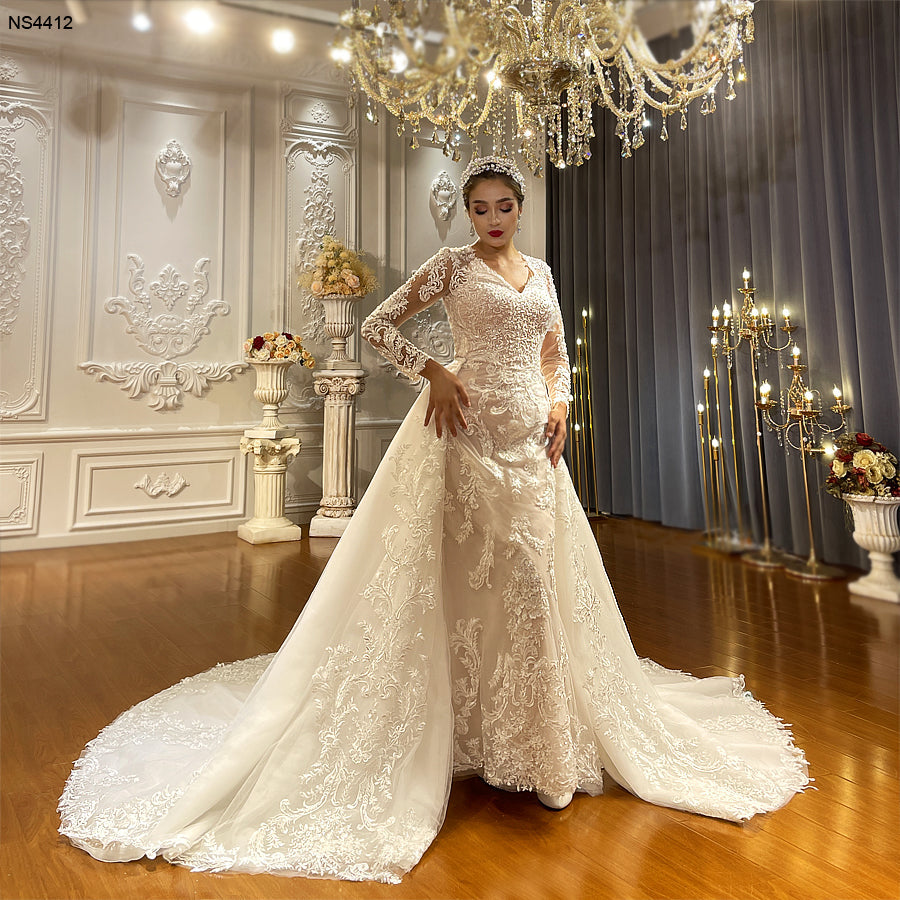 Bridal Mermaid Long Sleeve Lace High Quality Wedding Dress For Women