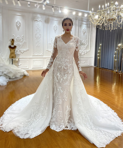 Bridal Mermaid Long Sleeve Lace High Quality Wedding Dress For Women