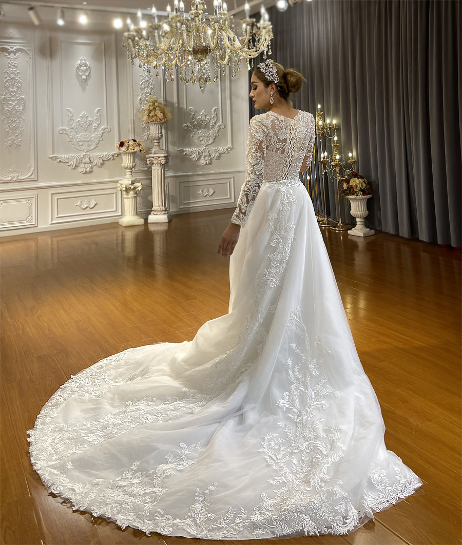 Bridal Mermaid Long Sleeve Lace High Quality Wedding Dress For Women