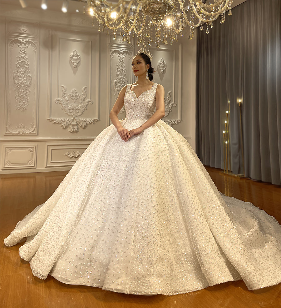 Luxury Bridal high quality Long Tail long sleeve lace Dream Wedding Dress