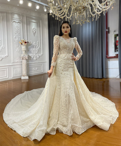 Bridal Mermaid Long Sleeve Lace High Quality Wedding Dress For Women