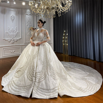 Luxury Bridal high quality Long Tail long sleeve lace Dream Wedding Dress