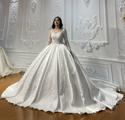 Luxury spectacular Beautiful Satin Ball Gown Bridal Wedding Dresses