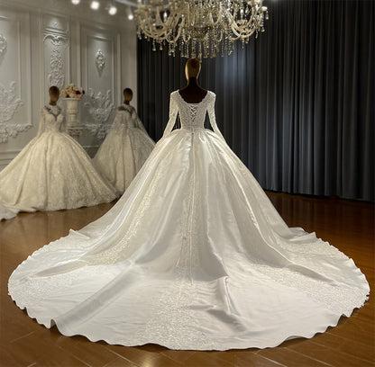 Luxury spectacular Beautiful Satin Ball Gown Bridal Wedding Dresses