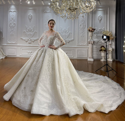 Luxury Bridal high quality Long Tail lace Dream Wedding Dress
