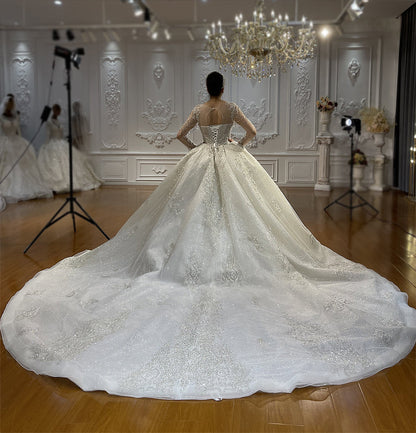 Luxury Bridal high quality Long Tail lace Dream Wedding Dress