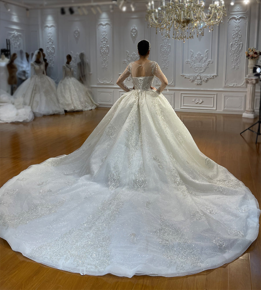 Luxury Bridal high quality Long Tail lace Dream Wedding Dress