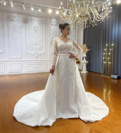 Bridal Mermaid Long Sleeve Lace High Quality Wedding Dress For Women