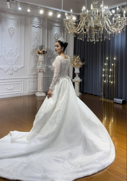 Bridal Mermaid Long Sleeve Lace High Quality Wedding Dress For Women