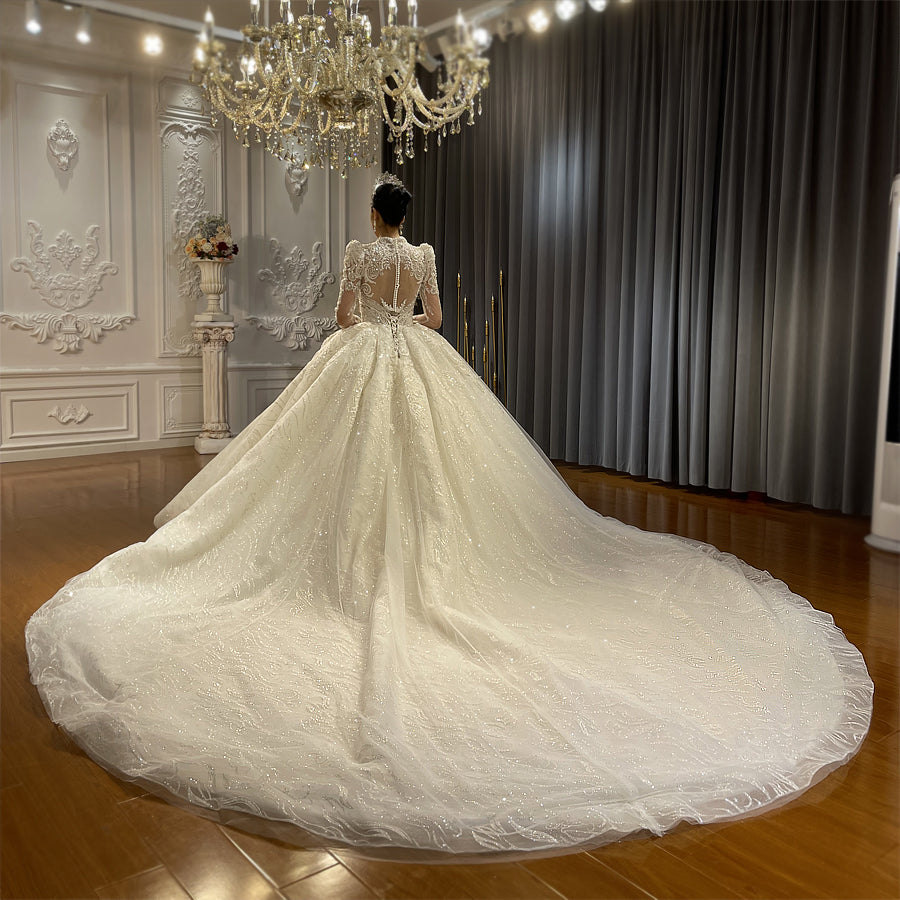 High Quality Lace long sleeves Bridal Wedding Ball Gown Dresses