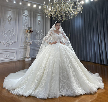 High Quality Lace embroidery Bridal Wedding Ball Gown Dresses