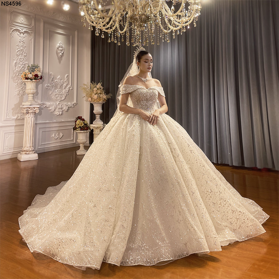 High Quality Lace Off Shoulder Bridal Wedding Ball Gown Dresses