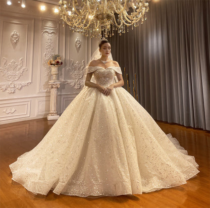 High Quality Lace Off Shoulder Bridal Wedding Ball Gown Dresses