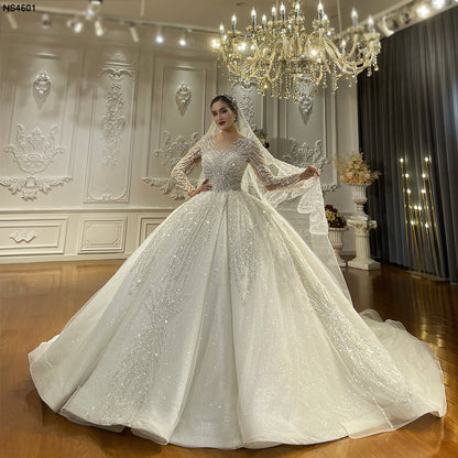 High Quality Lace long sleeves Bridal Wedding Ball Gown Dresses