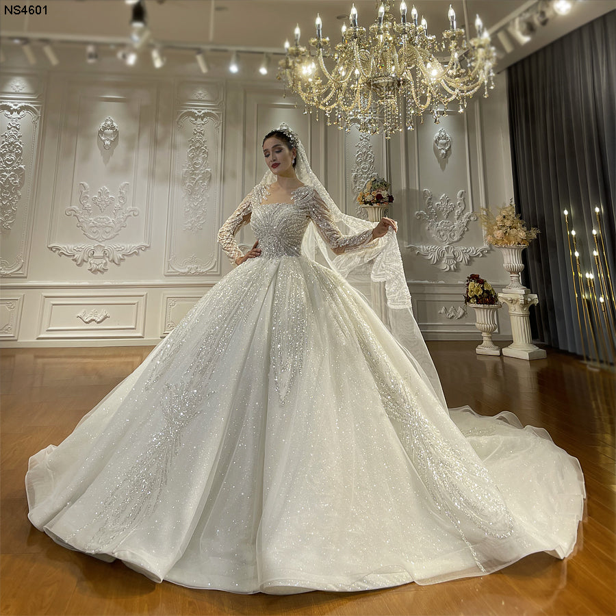 High Quality Lace long sleeves Bridal Wedding Ball Gown Dresses