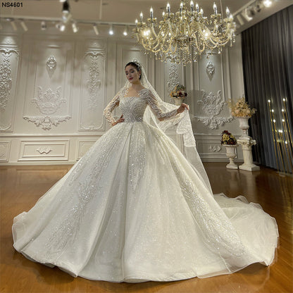 High Quality Lace long sleeves Bridal Wedding Ball Gown Dresses