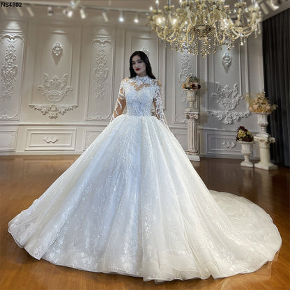 High Quality Lace long sleeves Bridal Wedding Ball Gown Dresses